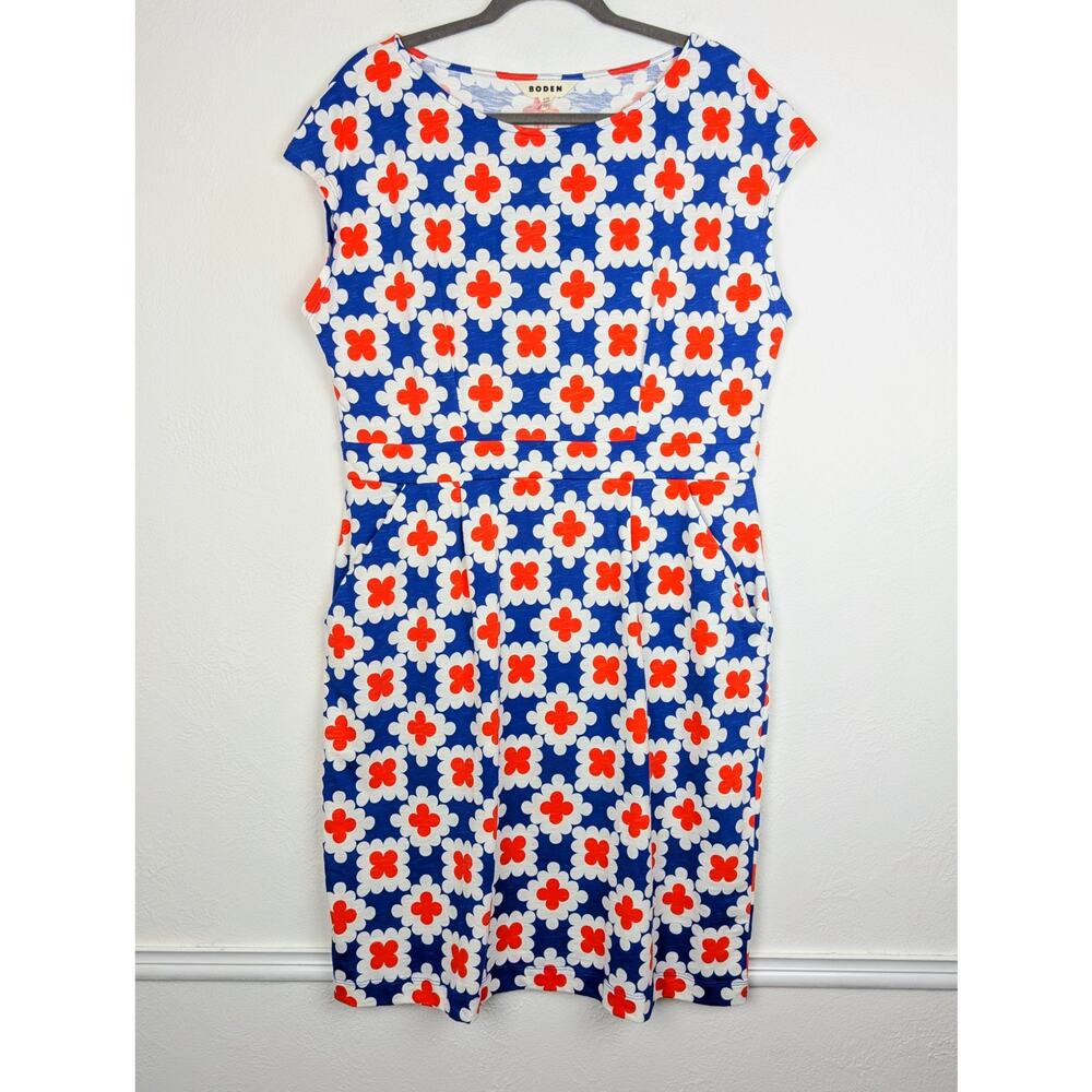 Boden Florrie Dress Floral Cotton Jersey Mosaic Spring Summer Preppy NWT Size 14